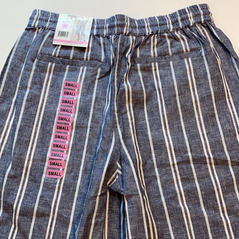 BeachLunchLounge Small Stripe Margot Pull On Crop Pants D21 - Picture 3 of 11